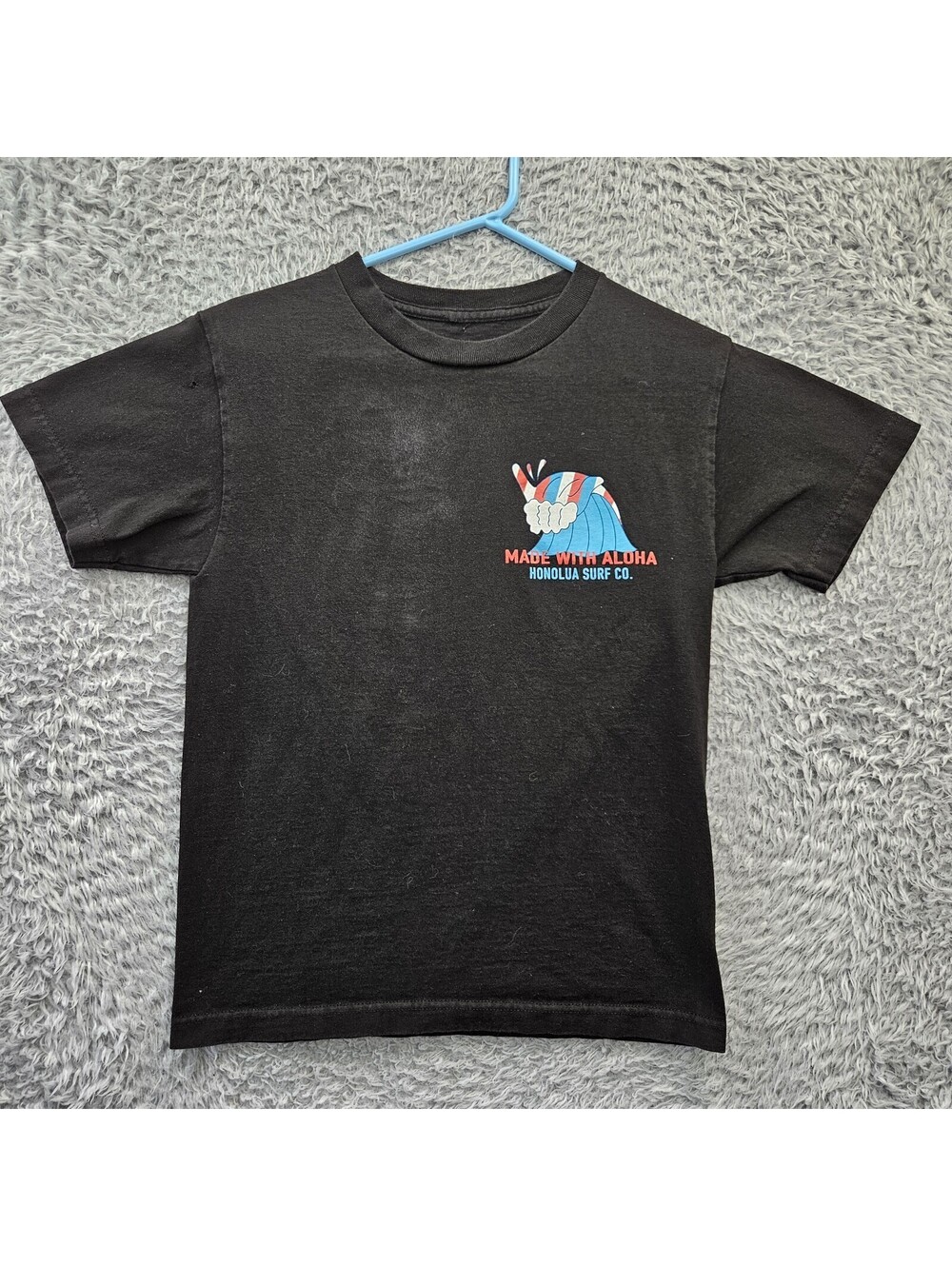 Honolua Surf Co T Shirt Made with Aloha Small Black Cotton *Spot / Hole